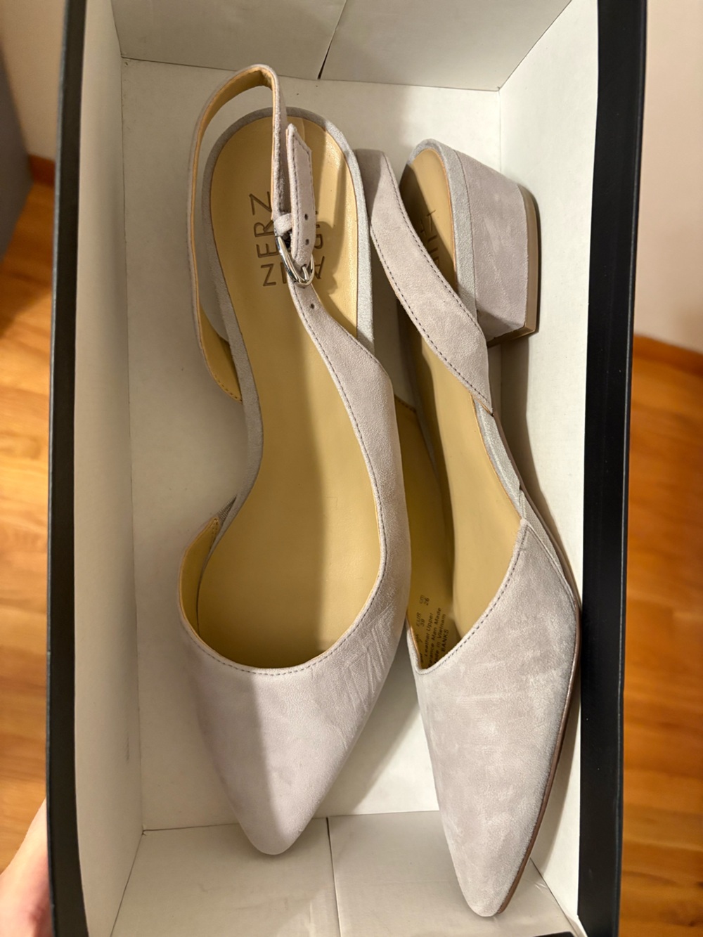 Naturalizer Banks Slingback Pumps | Grey Suede Block Heel | Size 9